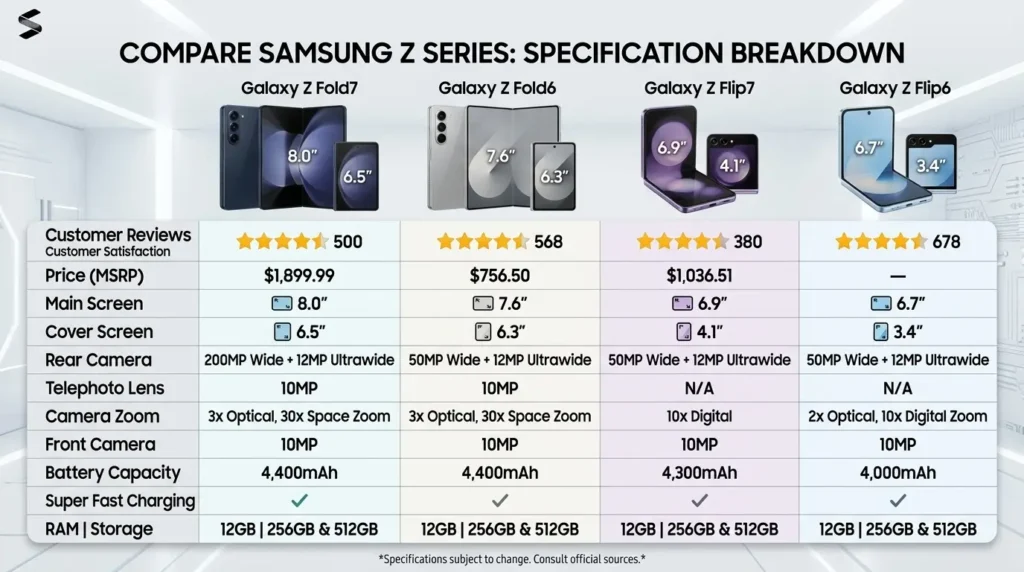 Samsung Triple Fold battery and camera comparison